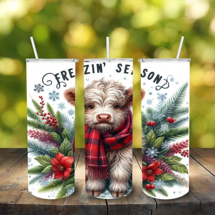 Highland Cow roestvrijstalen kerstbeker voor wholesale door Lily's Craftory