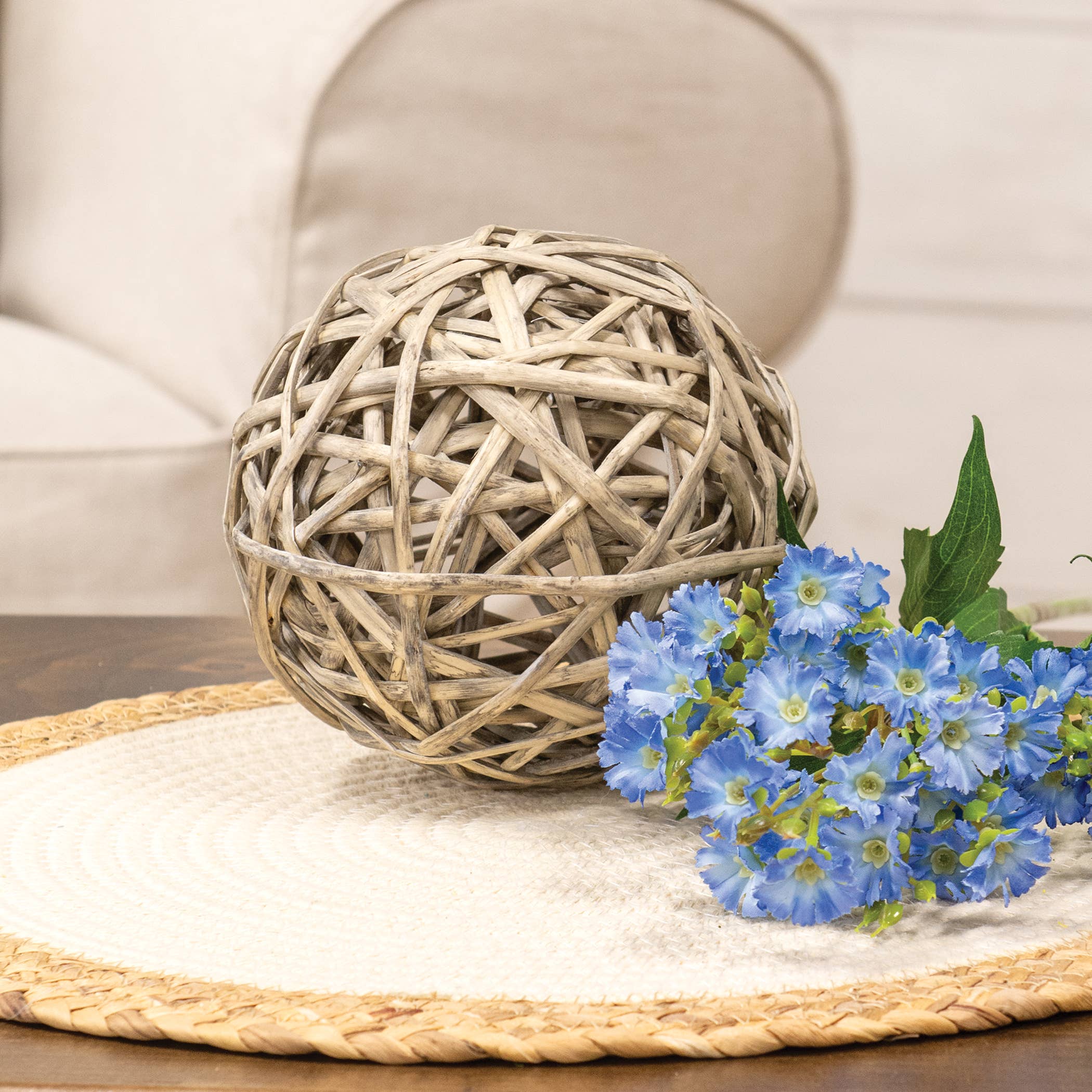 Col House Designs - Wholesale Decorative Tabletop Object - Gray Willow Ball - 6"1