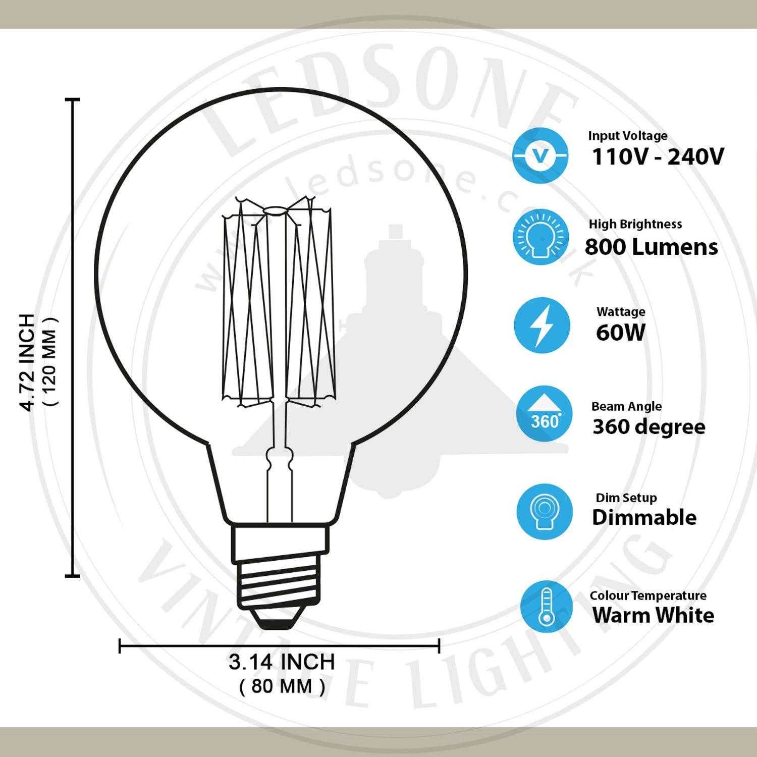 Ledsone – Engroshandel Pære – 2-pak E27, B22, E14 LED Edison Dæmpbar Vintage Amber Glas Varm hvid 2700K Pærer~408617