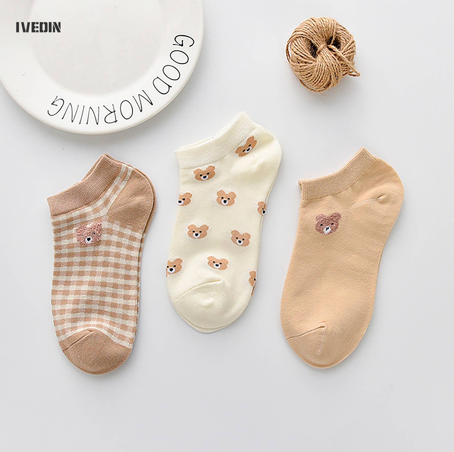 Ivedin - Wholesale Socks - Women's - Cotton Ankle Socks Color Pack8