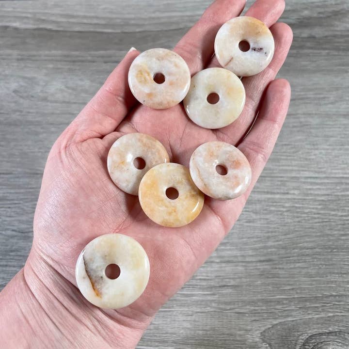 Keystone Crystals - Wholesale Spiritual Stone/Crystal - Donut Pi Stone 30mm Gemstone Pendant – Strung or Plain14