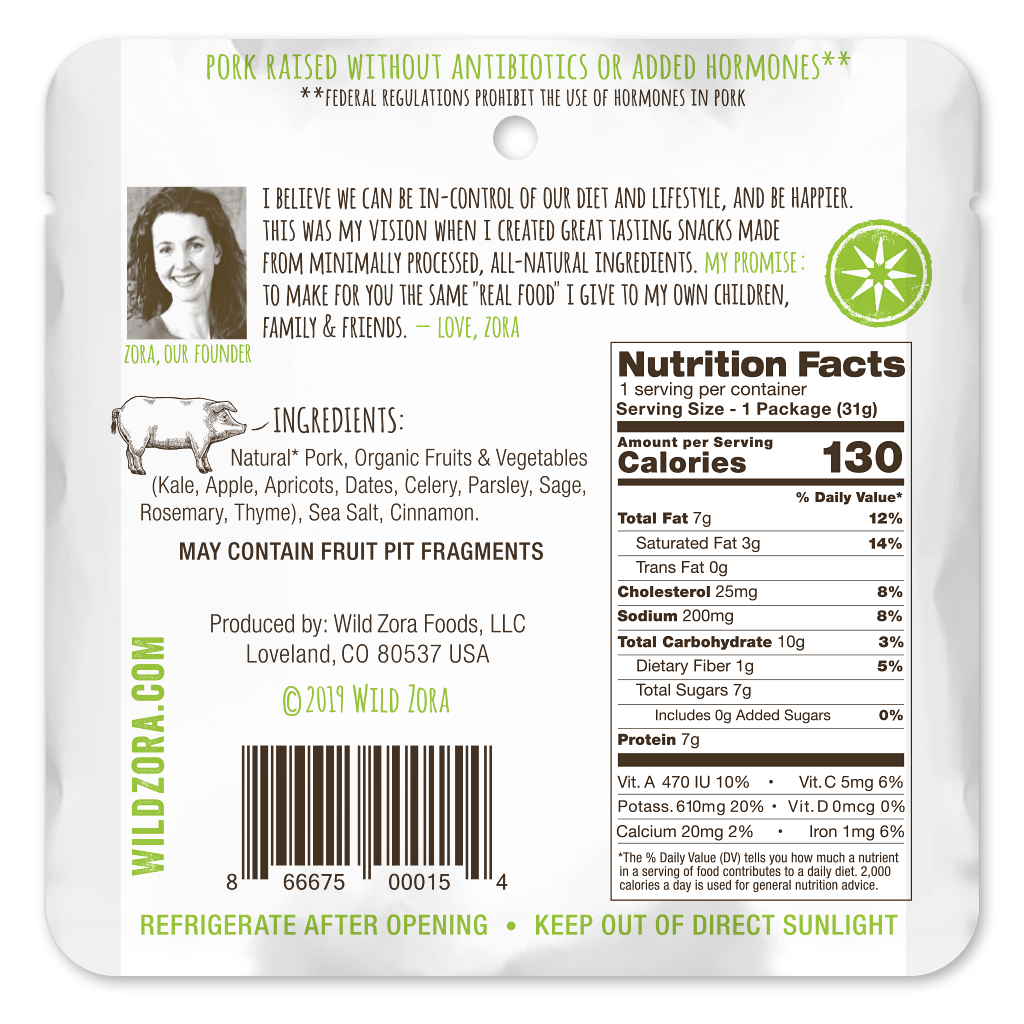 Wild Zora - Wholesale Shelf Stable Prepared Meal - Apple Pork Bar 10 Pack1