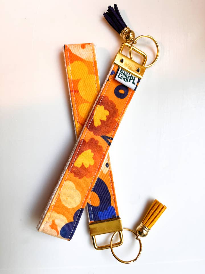 Key Fob Wristlet - Orange Modern Wildflowers for wholesale by Westmoreland Place