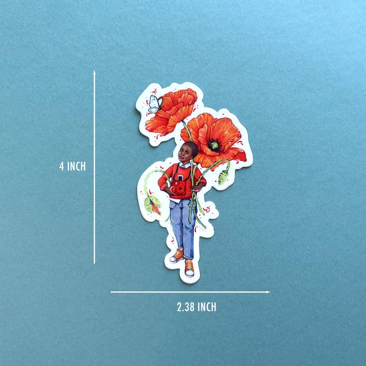 Liz Burdick Arts - Wholesale Sticker - Botanical Children: Poppy Sticker 1