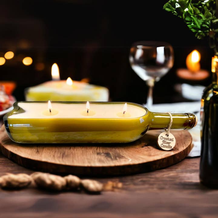 Crooked River Candle - Vente Bougie en bocal - Sauge Ananas | Bougie Bouteille de Vin | 3 Mèches en Coton1