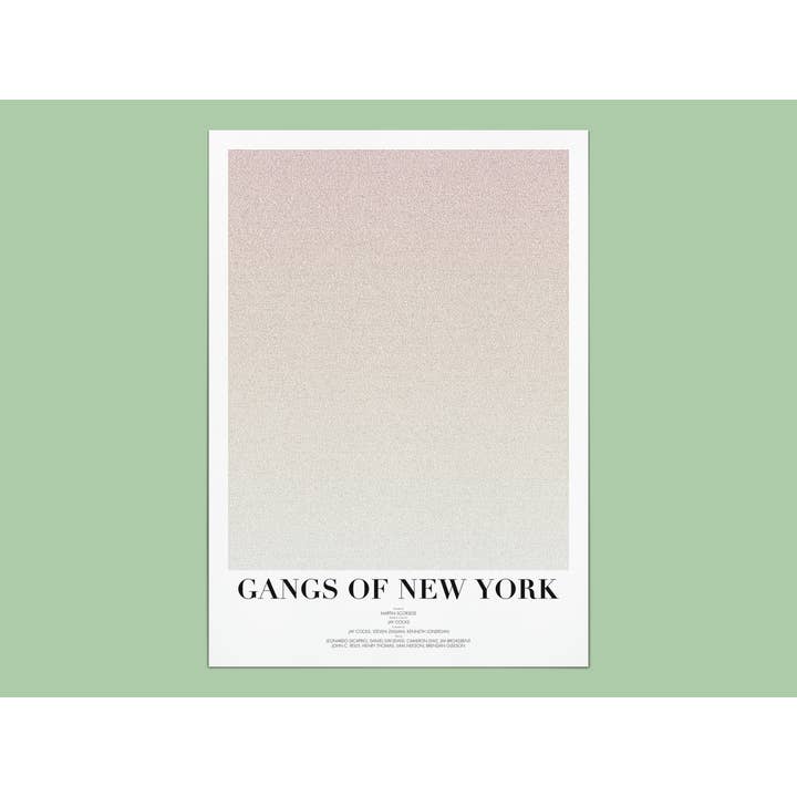 Gangs of New York Filmskript Minimalistisches Kunstplakat für den Großhandel von Fade Out Prints