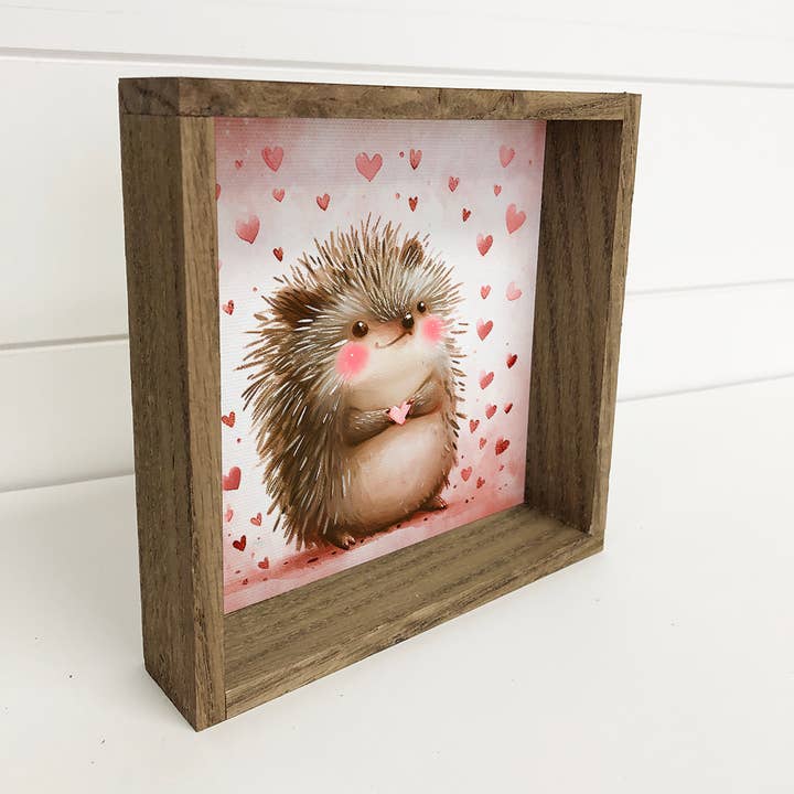Hangout Home - Wholesale Art Print - Hedgehog Love Hearts - Cute Hedgehog Canvas Art - Framed Art