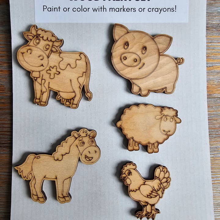 Ensemble de peinture sur bois Animaux de la ferme – Lot de 6 kits de bricolage pour enfants pour la vente par LB Personalized Design