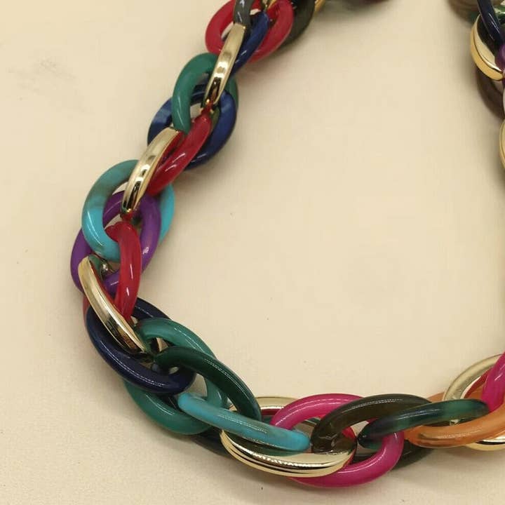 ACCITY - Wholesale Link & Chain Necklace - HIP HOP CLAVICLE CHAIN COLORFUL RESIN NECKLACE_CWMM4911
