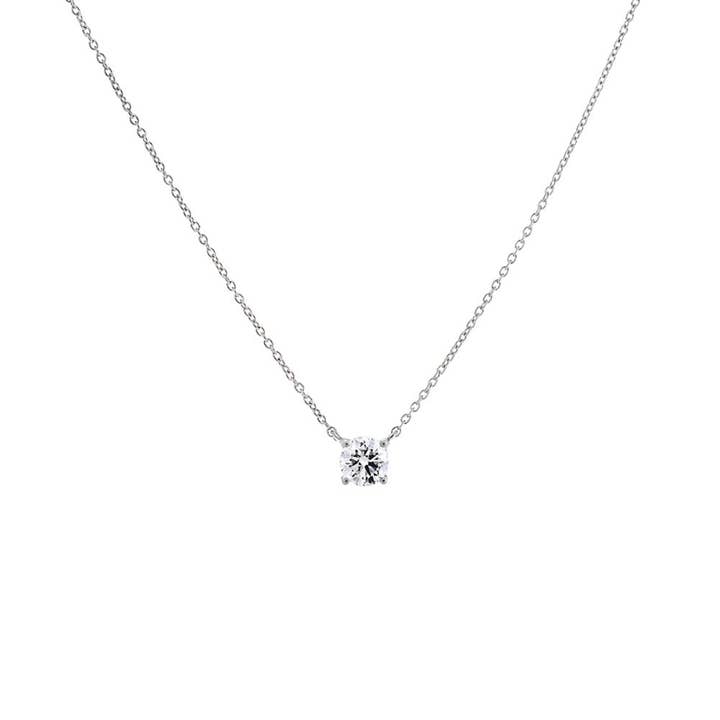 By Adina Eden - Wholesale Pendant/Charm Necklace - Lab Grown Diamond Round Solitaire Necklace 14K6