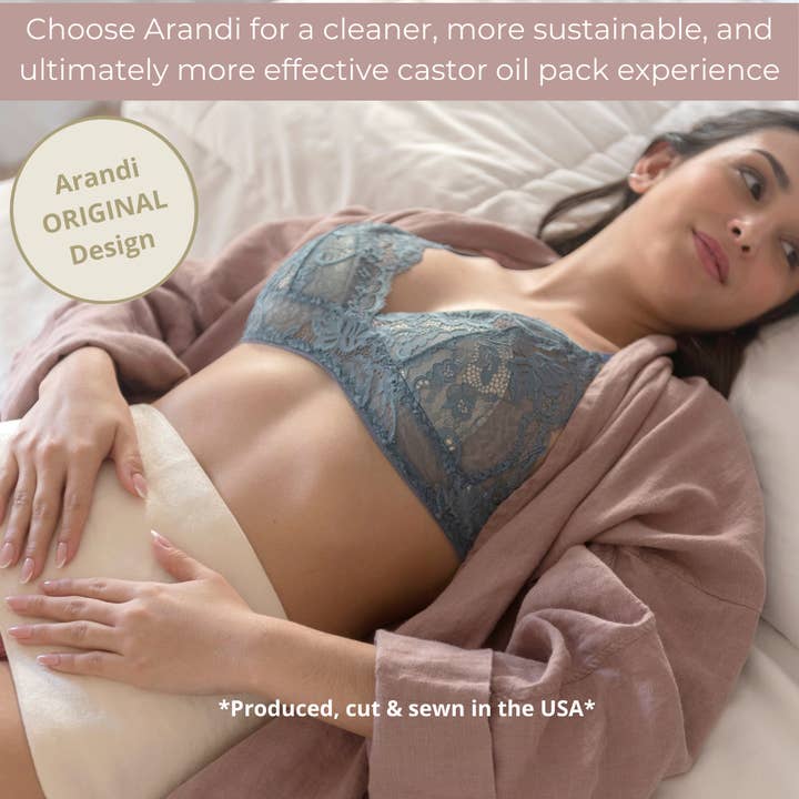 Arandi LLC - Wholesale Cotton Pad - Arandi Sacred Womb Pack Bundle (Wrap + 250ml Castor Oil)