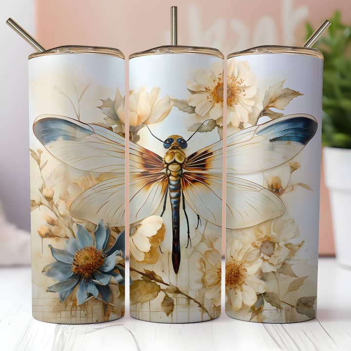 Blauwe beker met libelle voor wholesale door The Potted Oasis