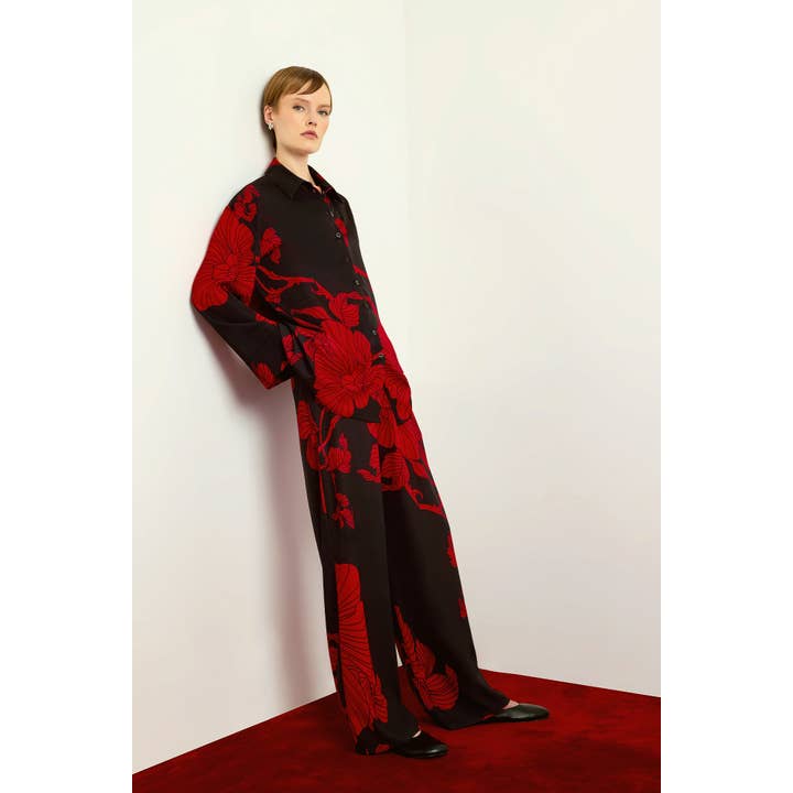 Red Floral Print Shirt & Wide-Leg Trousers Set and other Purchase Wholesale ensemble femme. Free Returns & Net 60 Terms on Faire trending on Faire.