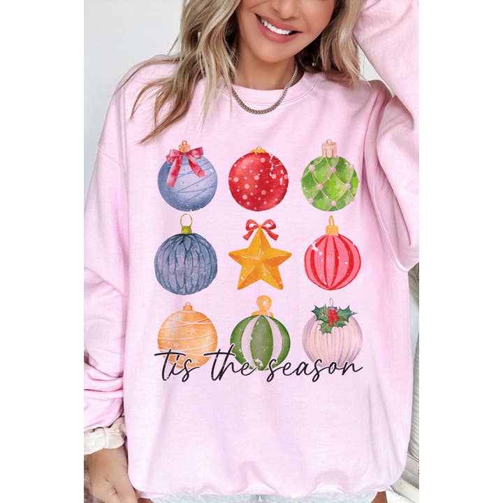 TIS THE SEASON ORNAMENTS Oversized Sweatshirt for wholesale by A. BLUSH CO