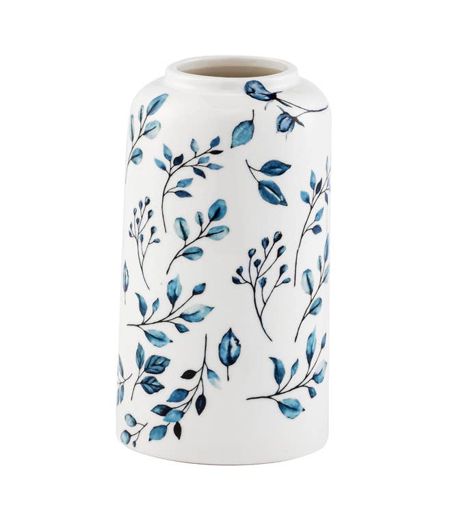 Napco - Wholesale Plant Pot - Blue White Botanical Vase #22693