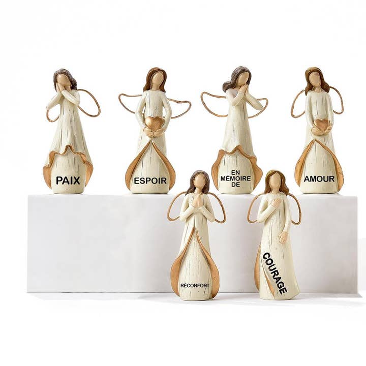 Miniature Angel Figurine 6Asst, L:0.75" W:0.5" H:2.5" for wholesale by Truu Design