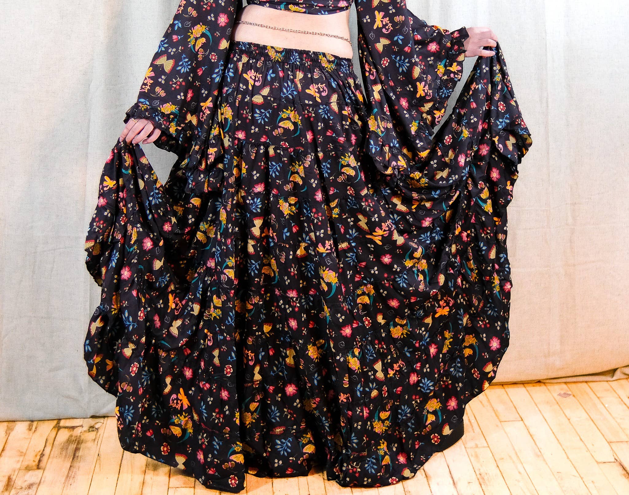 Karma Nepal Crafts - Wholesale Rok - Dames - Whimsy Celestial lange boho rok met volants3