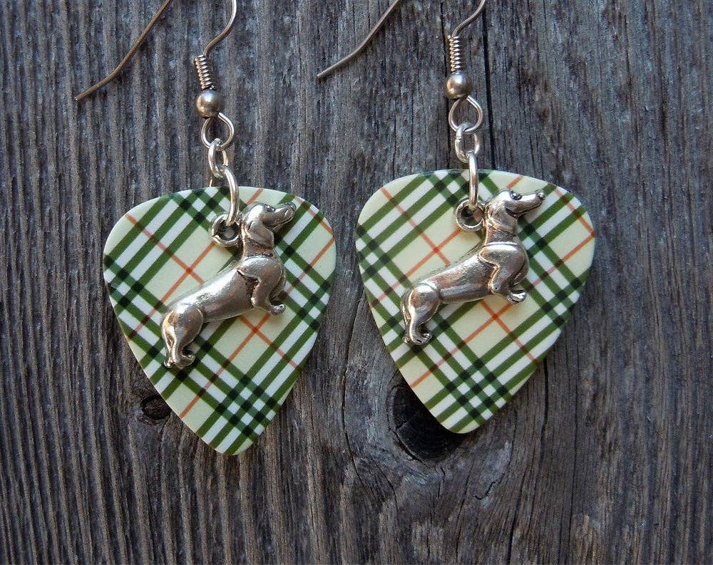 Simply Raevyn - Wholesale Dangle Earrings - Dachshund Charm Guitar Pick Earrings13