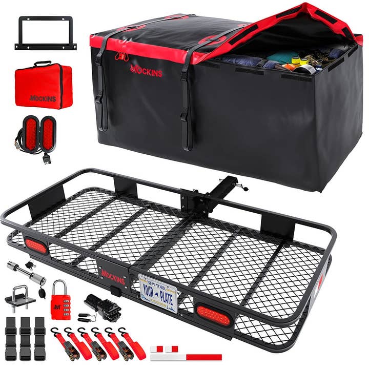 70"x30"x6" Hitch Carrier + Rear Lights & 40 Cu Ft Cargo Bag for wholesale by mockins