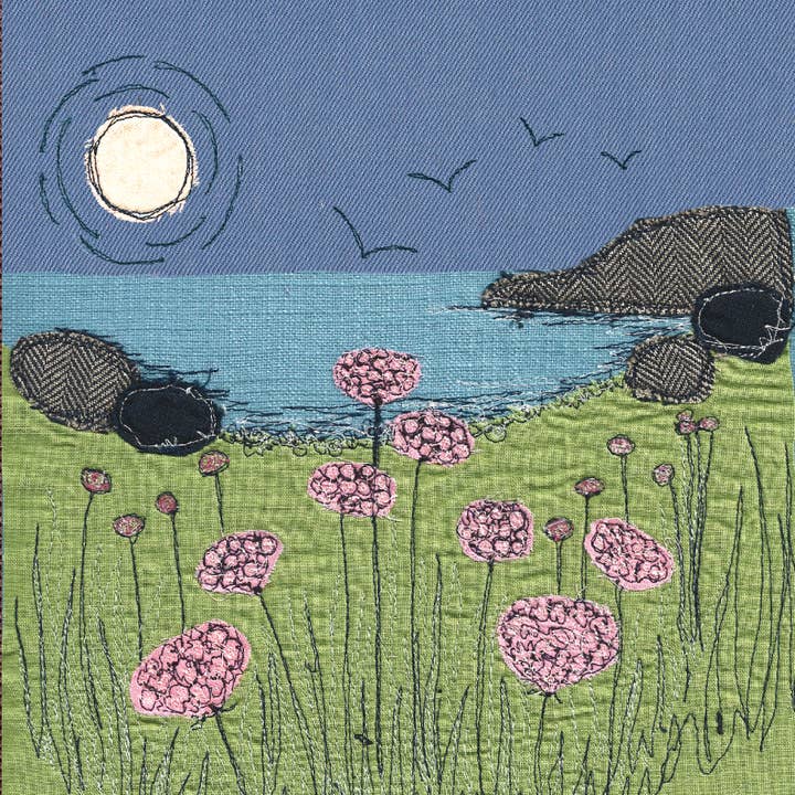 Sea pinks card for wholesale by Poppy Treffry