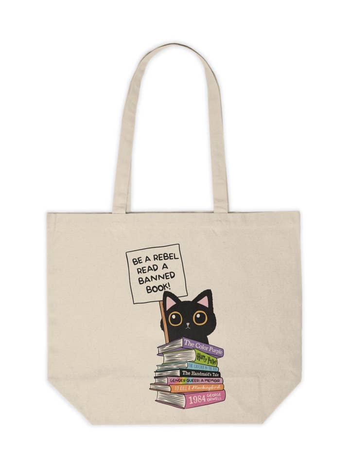 Be A Rebel Read A Banned Book Tote Bag for wholesale by Cedar and Saltwater Co