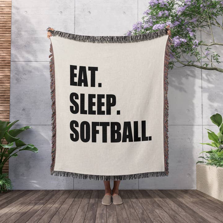 3dRose - Wholesale Throw Blanket - 3dRose, Eat Sleep Softball - team sport playing enthusiast play player text, Blanket2