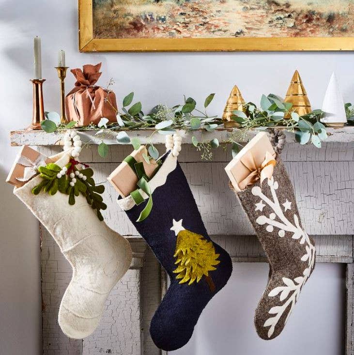Arcadia Home - Wholesale Holiday Stocking - Handmade Wool Christmas Tree Stocking in Navy, Classic3
