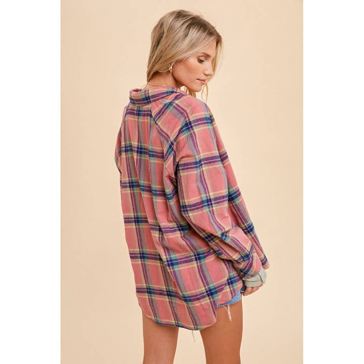 Apolline - Wholesale Button Down Shirt - Women's - OVERSIZED PLAID BUTTON DOWN SHIRT7
