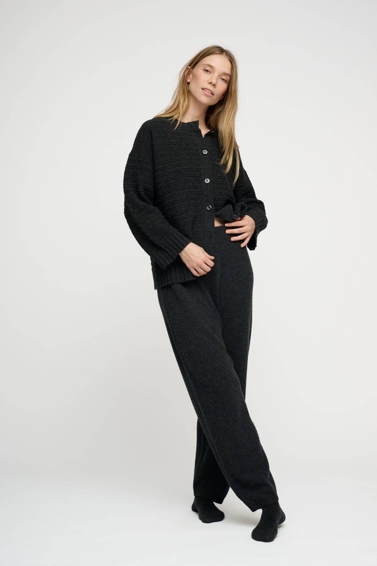 charcoal melange dora cardigan merino for wholesale on Faire3