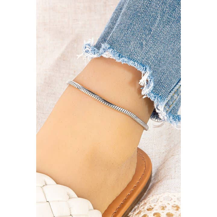 Fame Accessories - Wholesale Anklet - Stainless Steel Gold Snake Chain Anklet