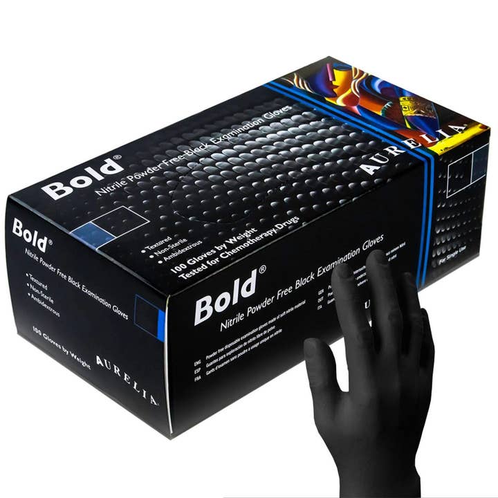 THE LASH BOX - Venta al por mayor Guantes - Unisex - Guantes desechables de nitrilo negro - Sin polvo - Aurelia Bold