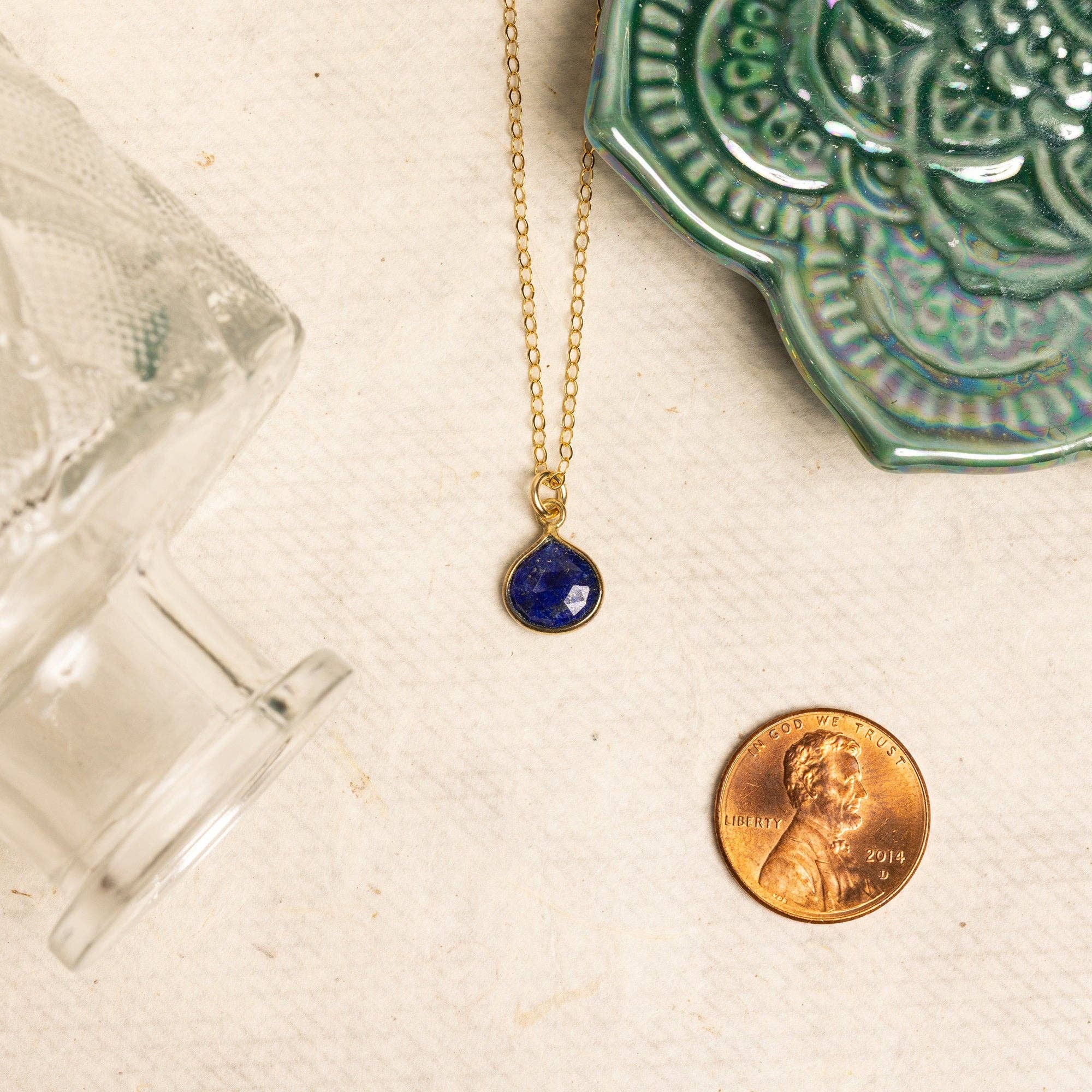 Soul & Little Rose - Wholesale Pendant/Charm Necklace - Lapis Lazuli Teardrop Gemstone Gold Necklace3