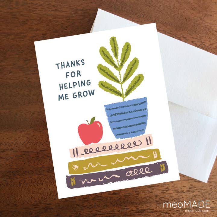 meoMADE - Wholesale Teacher/Back-to-School Card - Teacher Appreciation Thanks For Helping Me Grow Card2