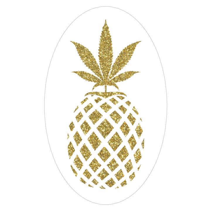 Clear Vinyl Cannabis Sticker 2"x2" - Pineapple Hybrid for wholesale by YAY NOVELTY