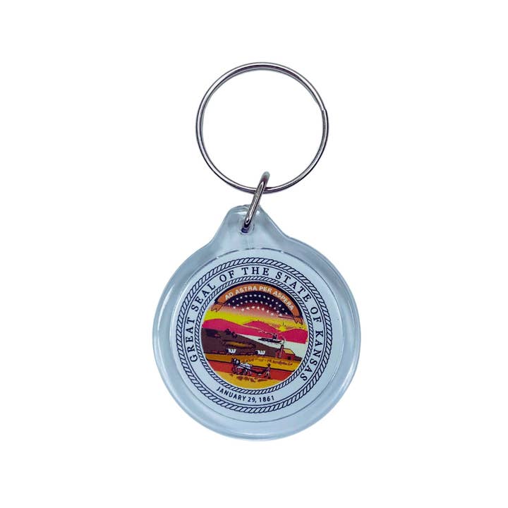 Astur Pins – wholesale Keychain – Unisex – Round Acrylic Keychain - Kansas State Emblem - USA