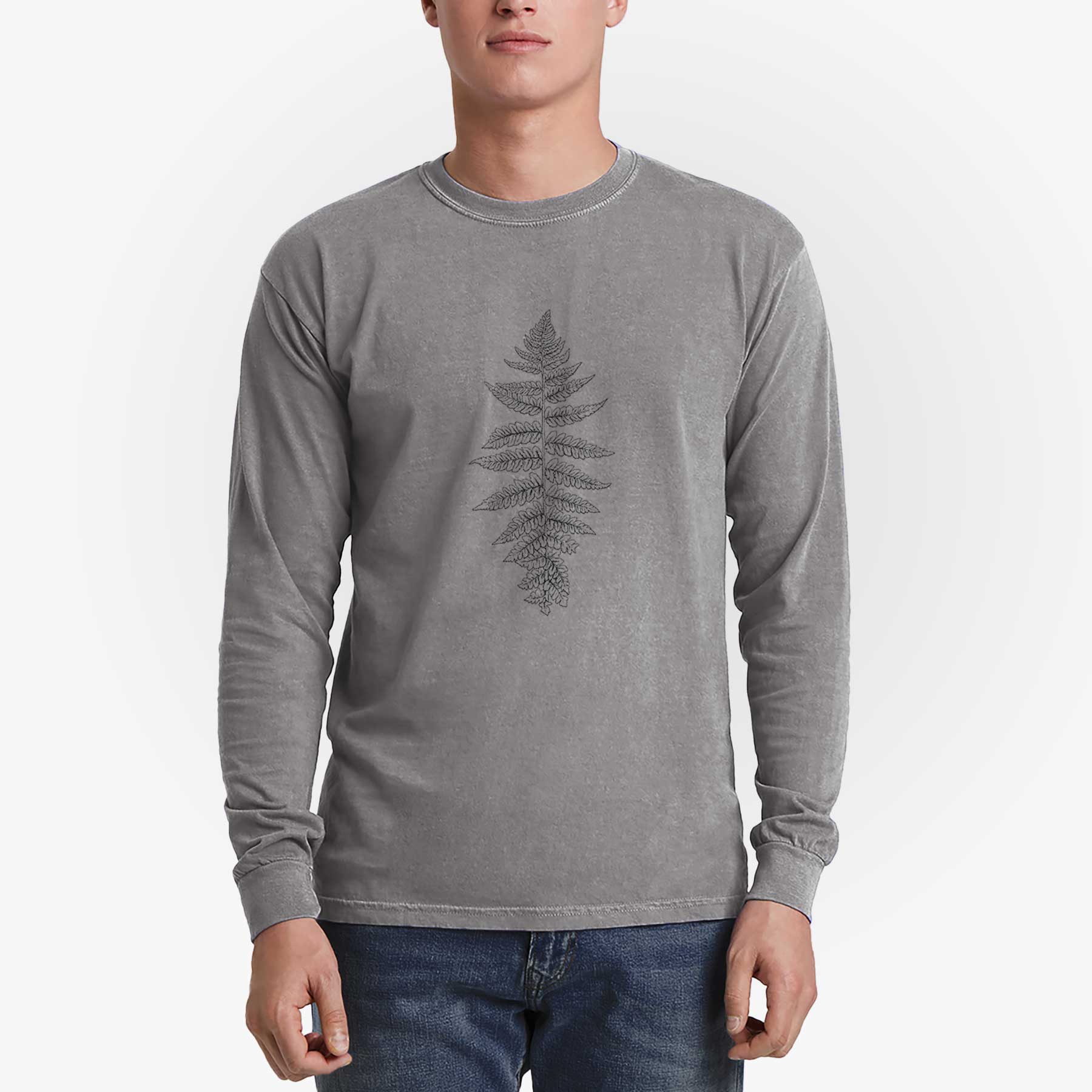 Because Tees - Wholesale Screen Printed T-Shirt - Unisex - Athyrium filix femina - Lady Fern - Heavyweight 100% Cotton Long Sleeve7