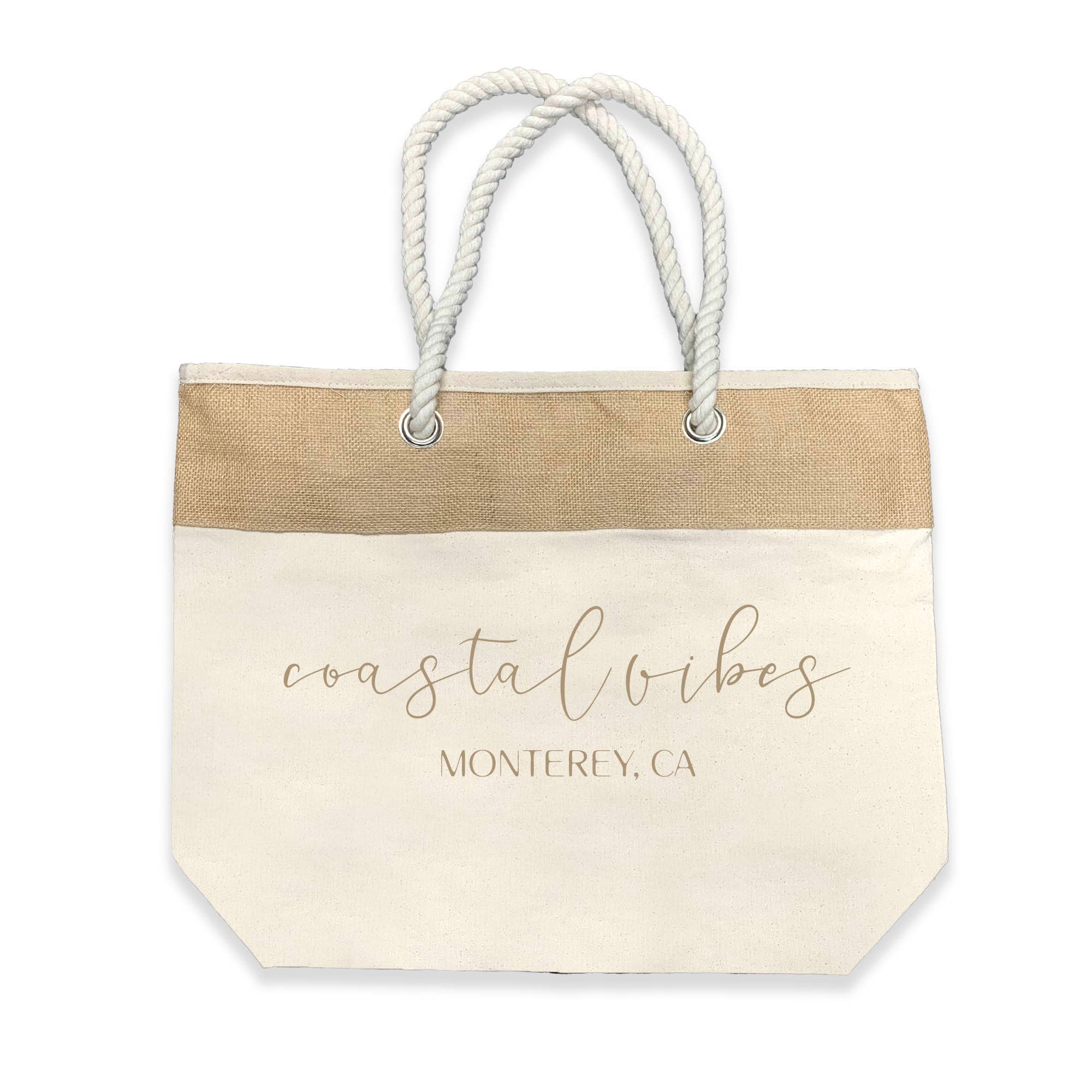 Sockprints - Wholesale Tote Bag - Unisex - Large Beach Tote with Jute Trim - Custom Vibes Design1