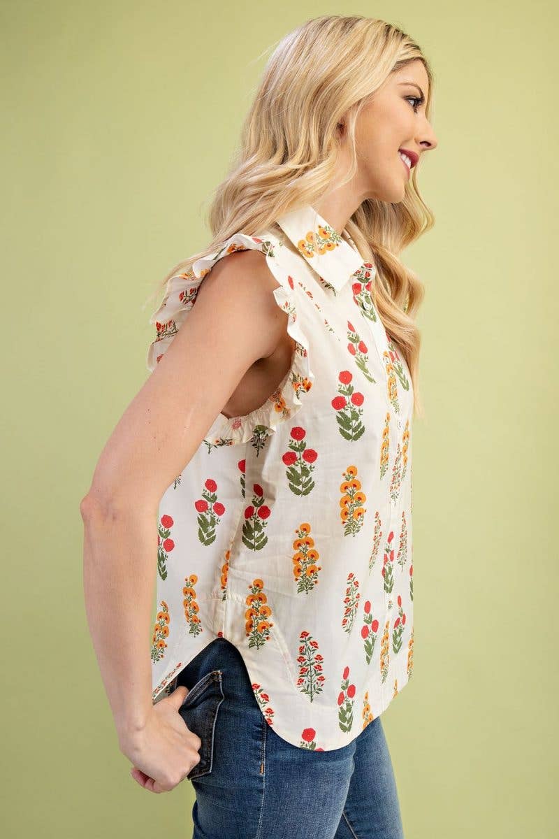 Vanilla Monkey - Wholesale Blouse - Women's - Floral Button Up Top2