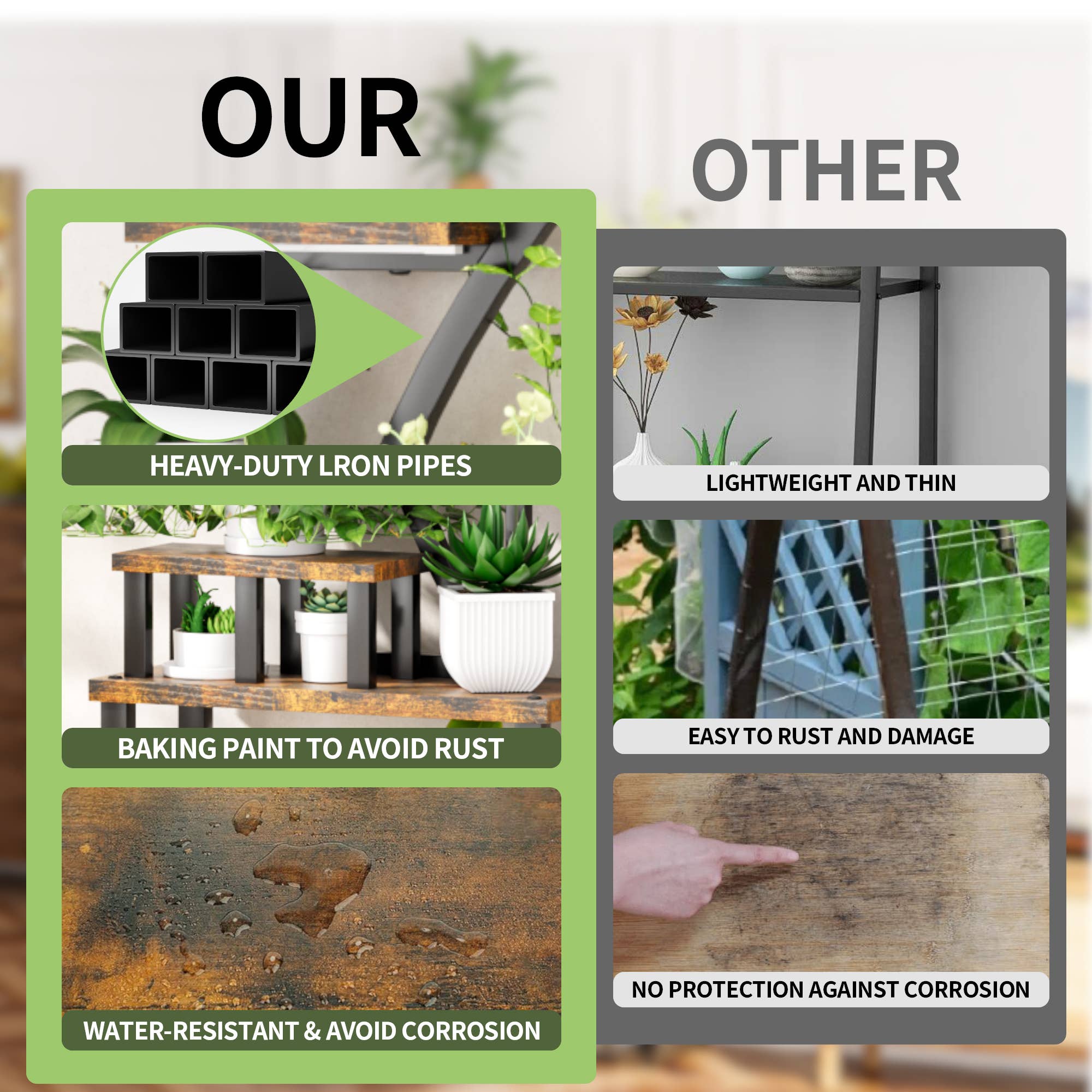 39F Inc. – Großhandel Blumentopfständer – Pflanzenständer innen 8/9/10-stufig mit 5 Pflanzenlampen9