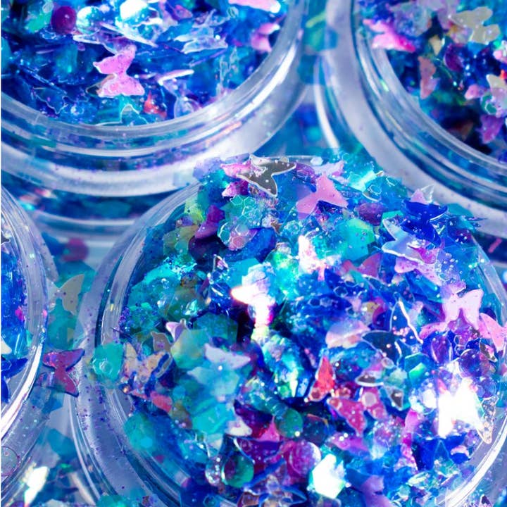 Lunautics - Vendita all'ingrosso Glitter/Illuminante corpo - Glitter grossi farfalla viola e blu - Mariah1