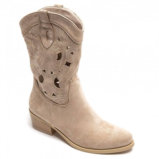 No Doubt Shoes - Wholesale Cowboy Boots - Women's - WOMENS CUT OUT DETAIL EMBROIDERED BLOCK HEEL COWBOY BOOTS8