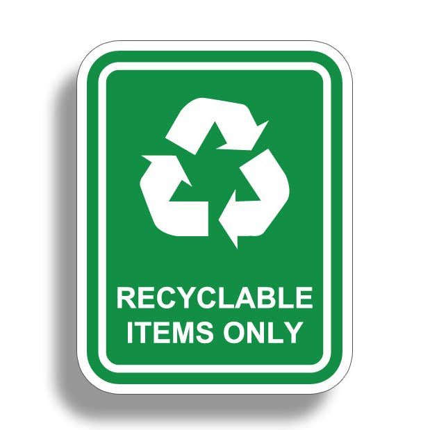 Recyclable Items Only for wholesale by Real Sticky