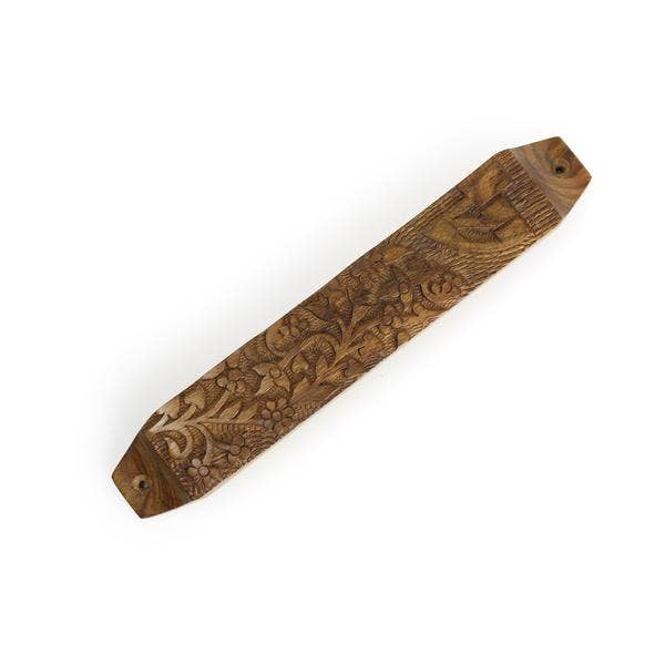 Prabhuji's Gifts - Wholesale Wall Accent - Decor - Wooden Mezuzah Case 9"x1.5" Garden1