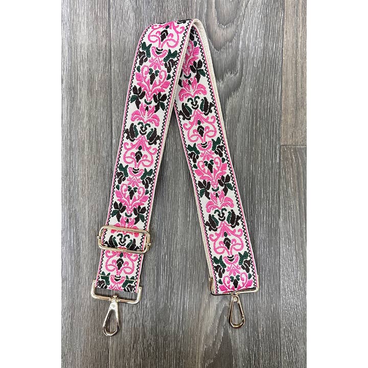 Pink EMBROIDERED BAG STRAP for wholesale on Faire