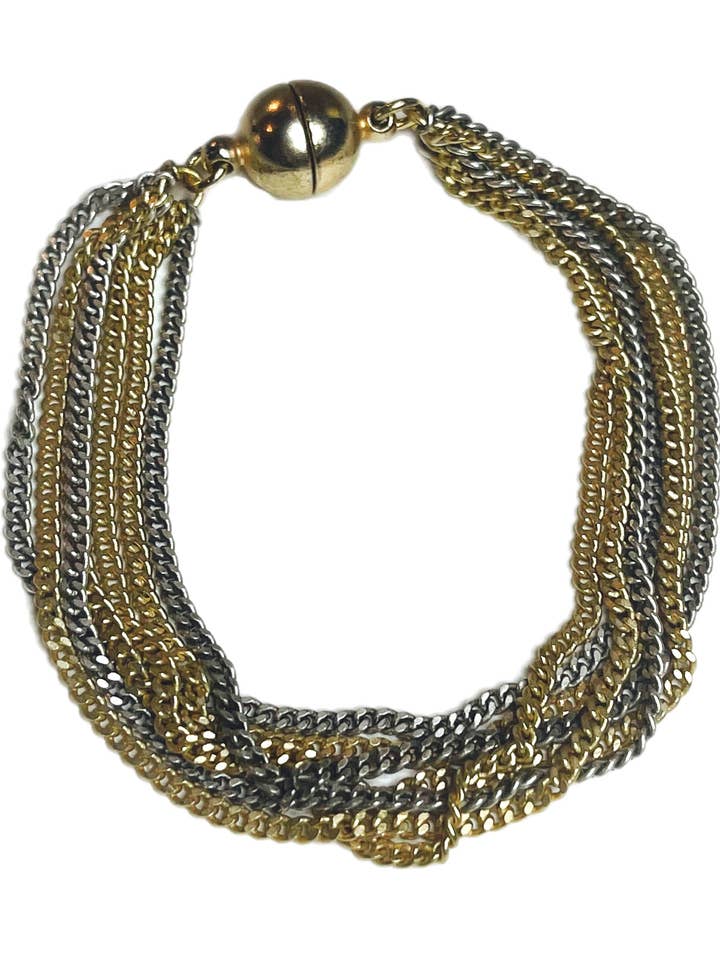 Mixed Curb-B - multi-strand two-tone bracelet for wholesale by LJ Sonder