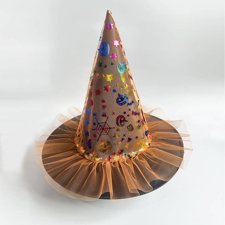 Little Trendy - Wholesale Party Hat/Crown - Halloween Glitter Mesh Witch Hat Party dress hat4