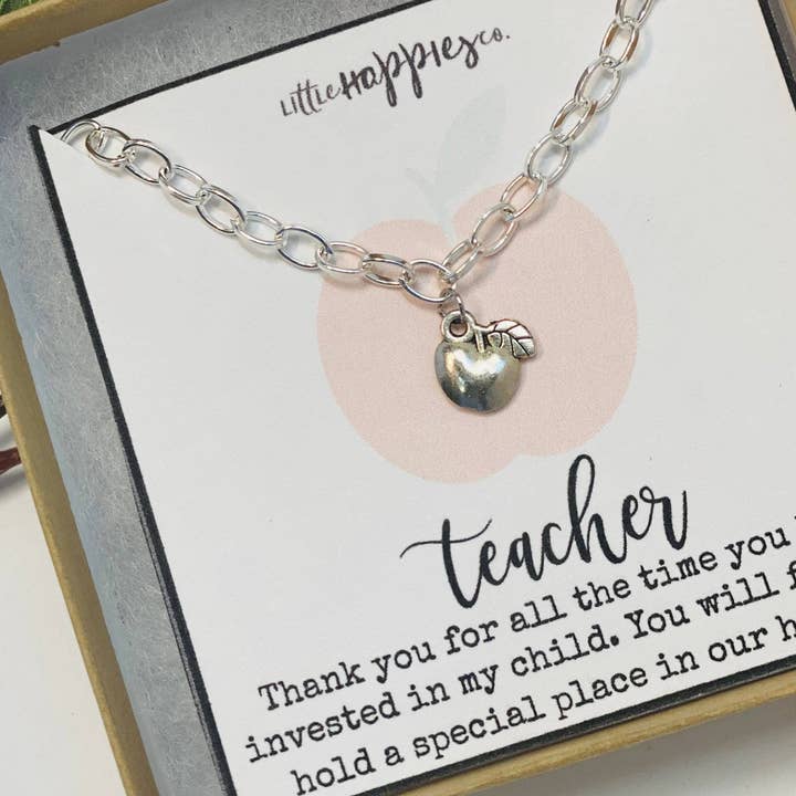 Little Happies Co - Wholesale Charm/Dangle Bracelet - Teacher bracelet, Apple bracelet, Teacher gifts, Best teacher gifts, Apple charm bracelet, Christmas gift for teachers, Teacher birthday