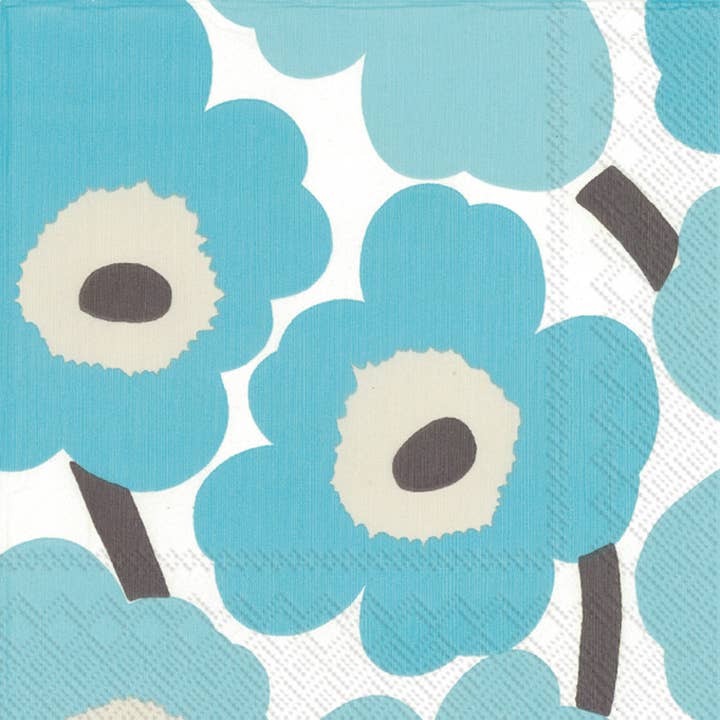 Boston International - Wholesale Disposable Napkin - Paper Lunch Napkins 20 Count Marimekko Unikko Turquoise