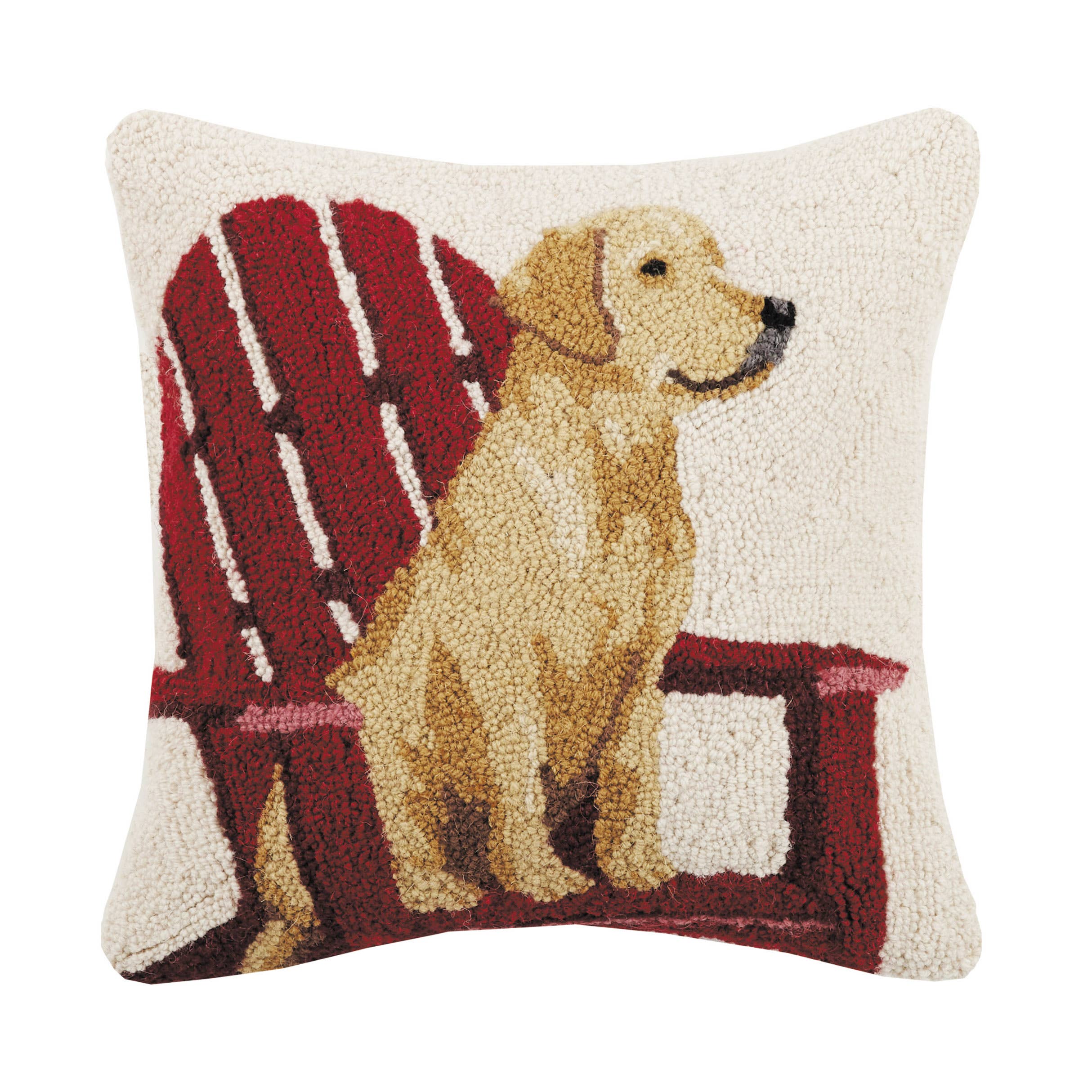 Peking Handicraft - Wholesale Throw/Decorative Pillow - Retriever Dog With Adirondack Hook Pillow