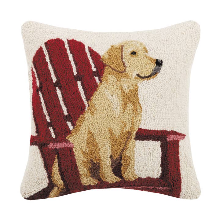 Peking Handicraft - Wholesale Throw/Decorative Pillow - Retriever Dog With Adirondack Hook Pillow0